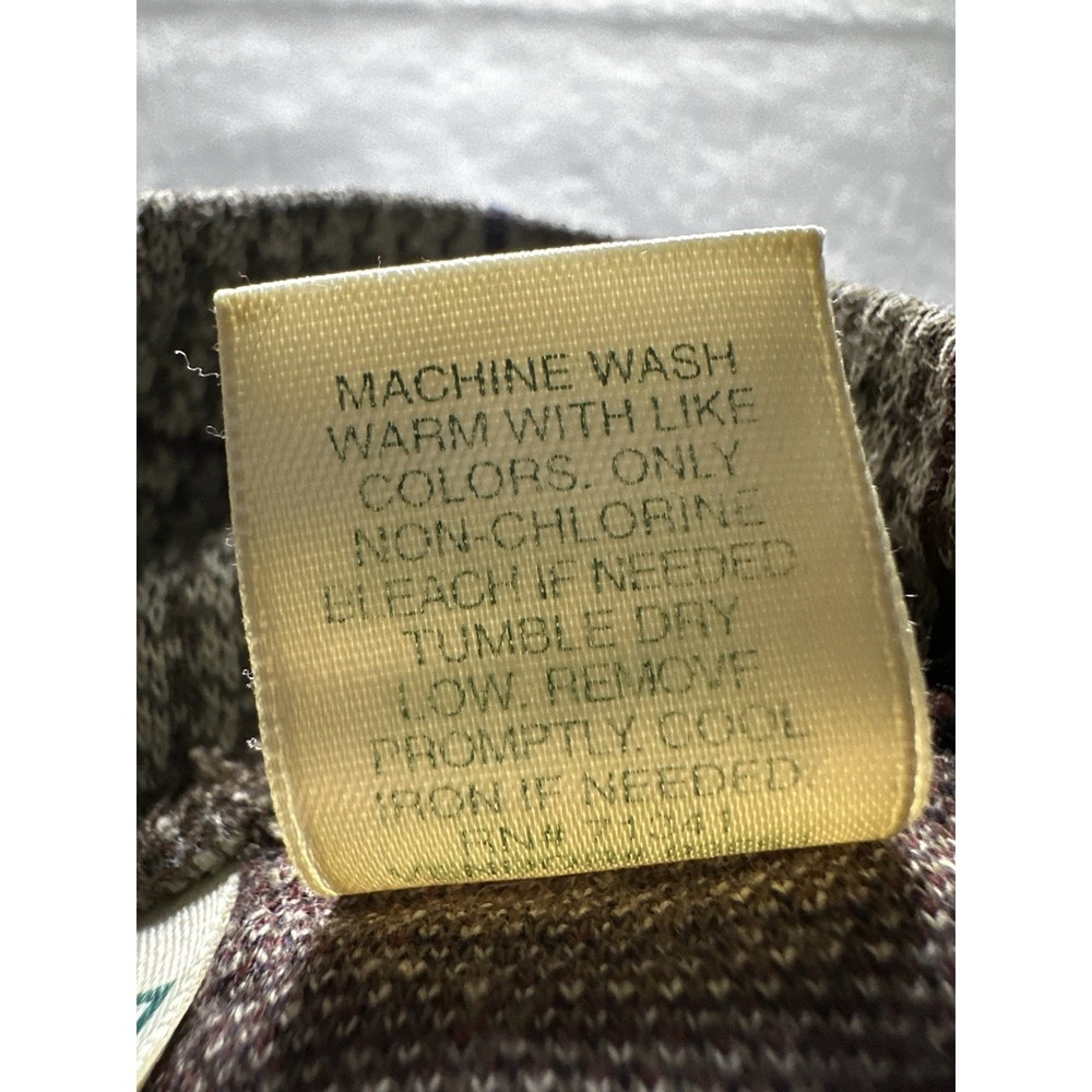 VTG L.L.Bean Mock Neck Windowpane Houndstooth Shirt Mens XL Beige USA Made - Picture 16 of 16